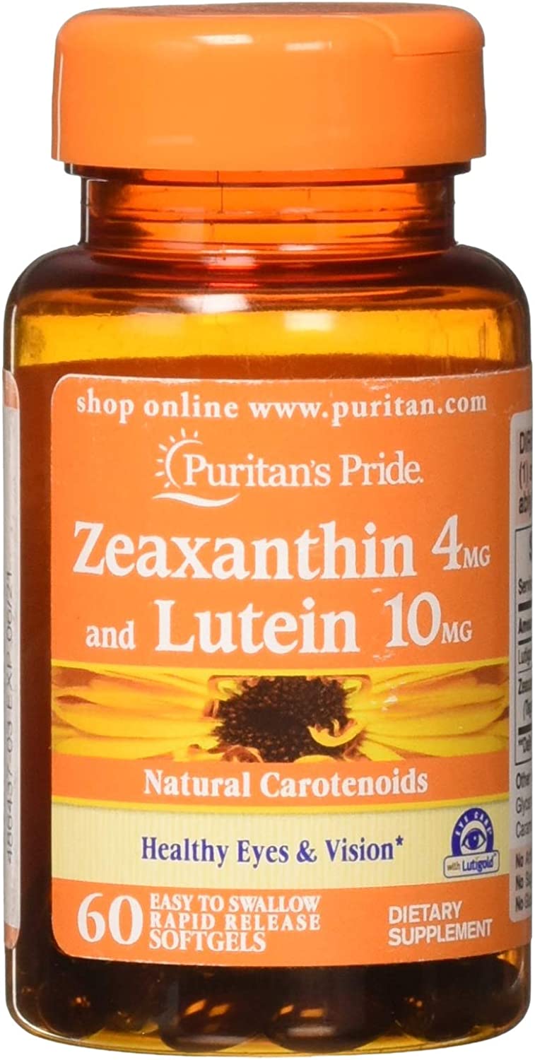 Zeaxanthin 4mg with Lutein 10mg, Supports Healthy Eyes and Vision*, 60 ct by Puritan