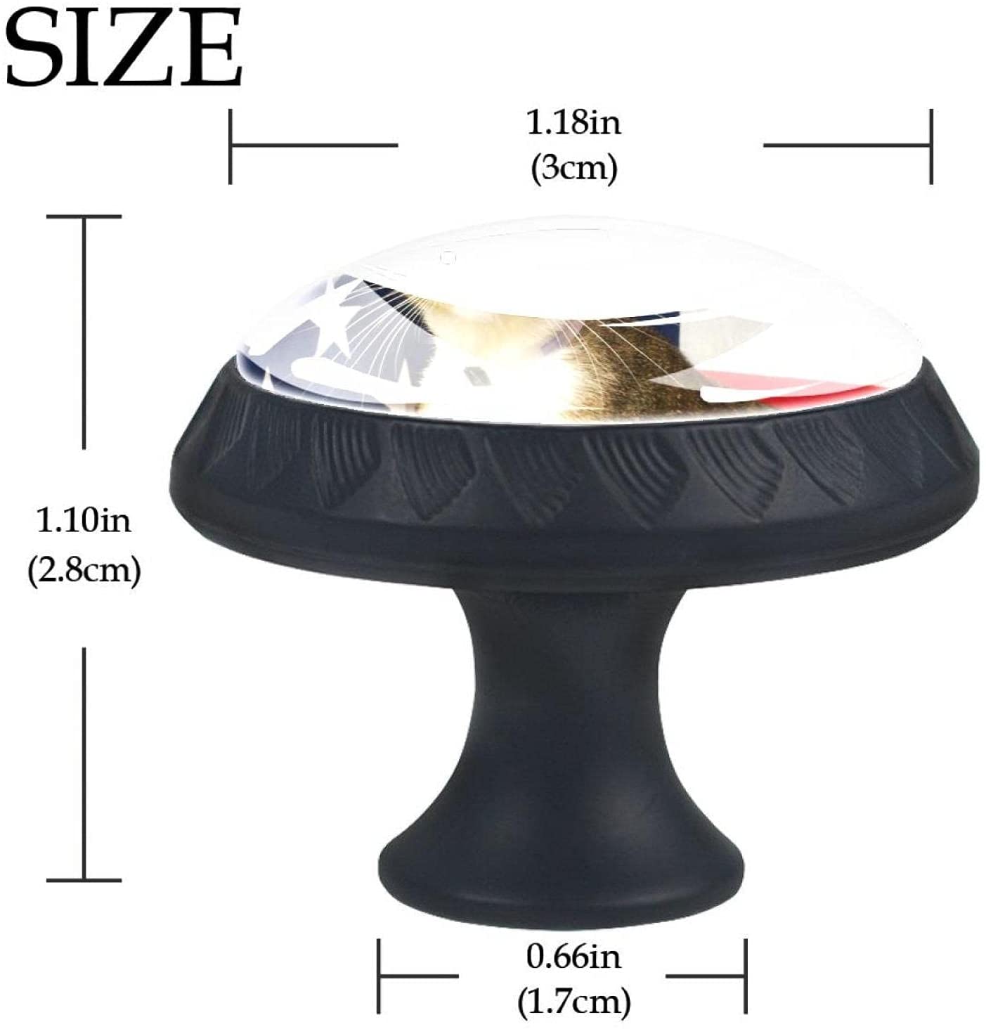 Lenergy Black Drawer Knobs Cat American Flag Dresser Knobs Round Cabinet Knobs for Kid