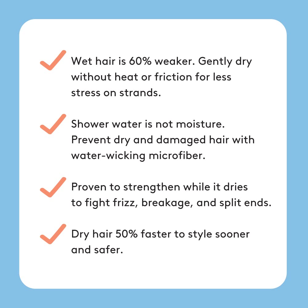 AQUIS - Original Hair Turban, Perfect Hands-Free Microfiber Hair Drying, White (10 x 27 Inches)