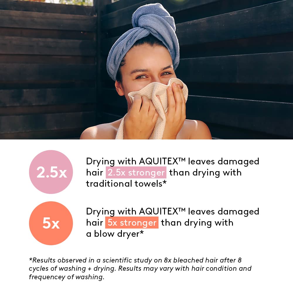 AQUIS - Original Hair Turban, Perfect Hands-Free Microfiber Hair Drying, White (10 x 27 Inches)