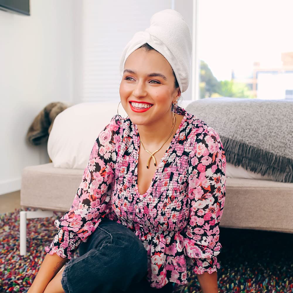 AQUIS - Original Hair Turban, Perfect Hands-Free Microfiber Hair Drying, White (10 x 27 Inches)