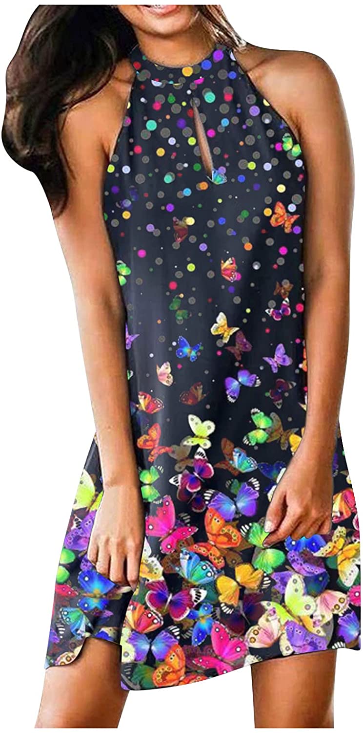 WYTong Women Summer Casual Round Neck T Shirt Dresses Beach Cover up Plain Tank Dress Sling Dress