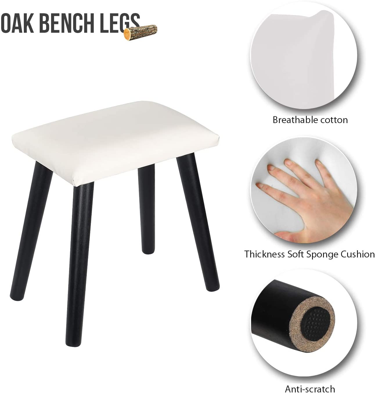 YOURLITEAMZ Vanity Table Set with Adjustable Brightness Mirror and Cushioned Stool, Dressing Table V