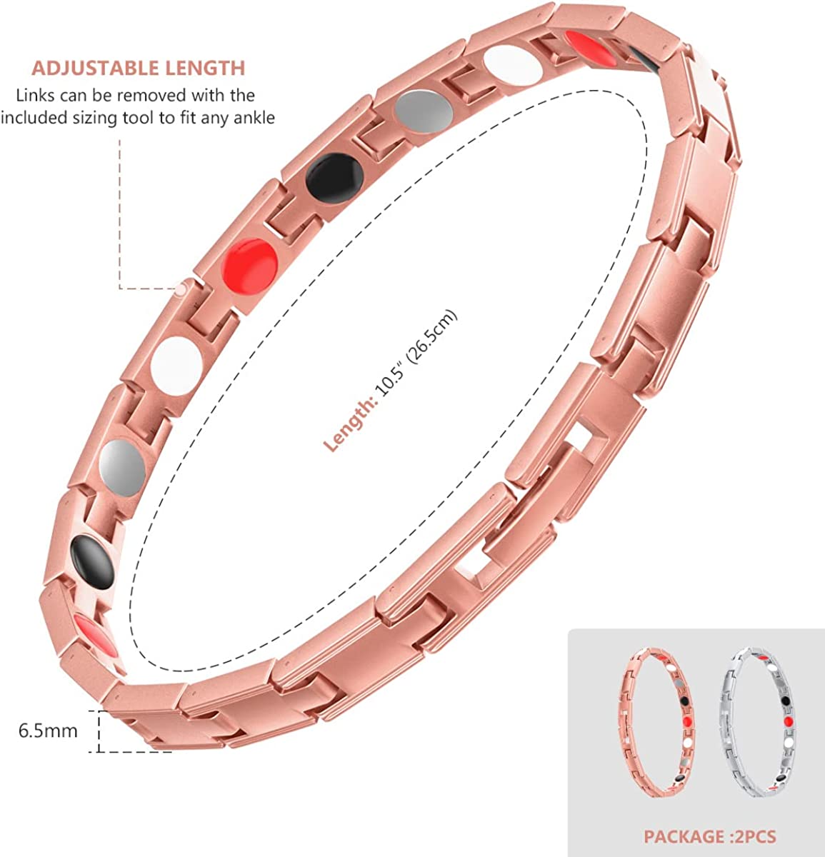 2PCS Lymph Detox Magnetic Bracelet, Lymph Drainage Magnetic Bracelet, Magnetic Lymph Bracelet , Magn