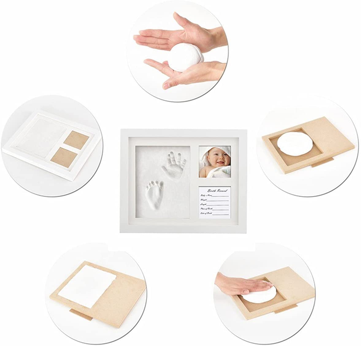 RoseFlower Baby Handprint Footprint Kit Art Memory Photo Frame Keepsake for First Mothers Day Gifts 