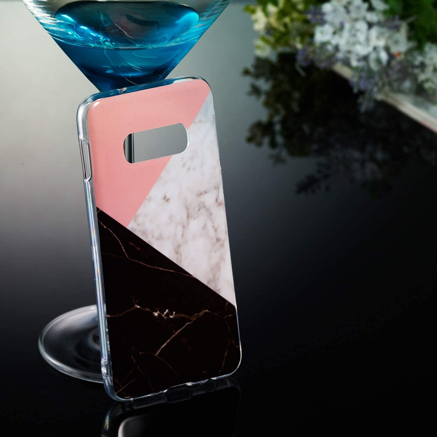 Amocase Marble Case with 2 in 1 Stylus for Samsung Galaxy S10E,Glossy Soft Rubber Silicone TPU Shock