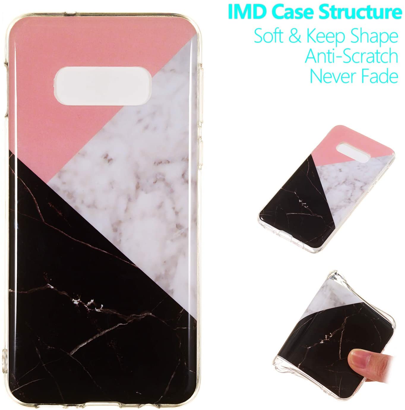 Amocase Marble Case with 2 in 1 Stylus for Samsung Galaxy S10E,Glossy Soft Rubber Silicone TPU Shock