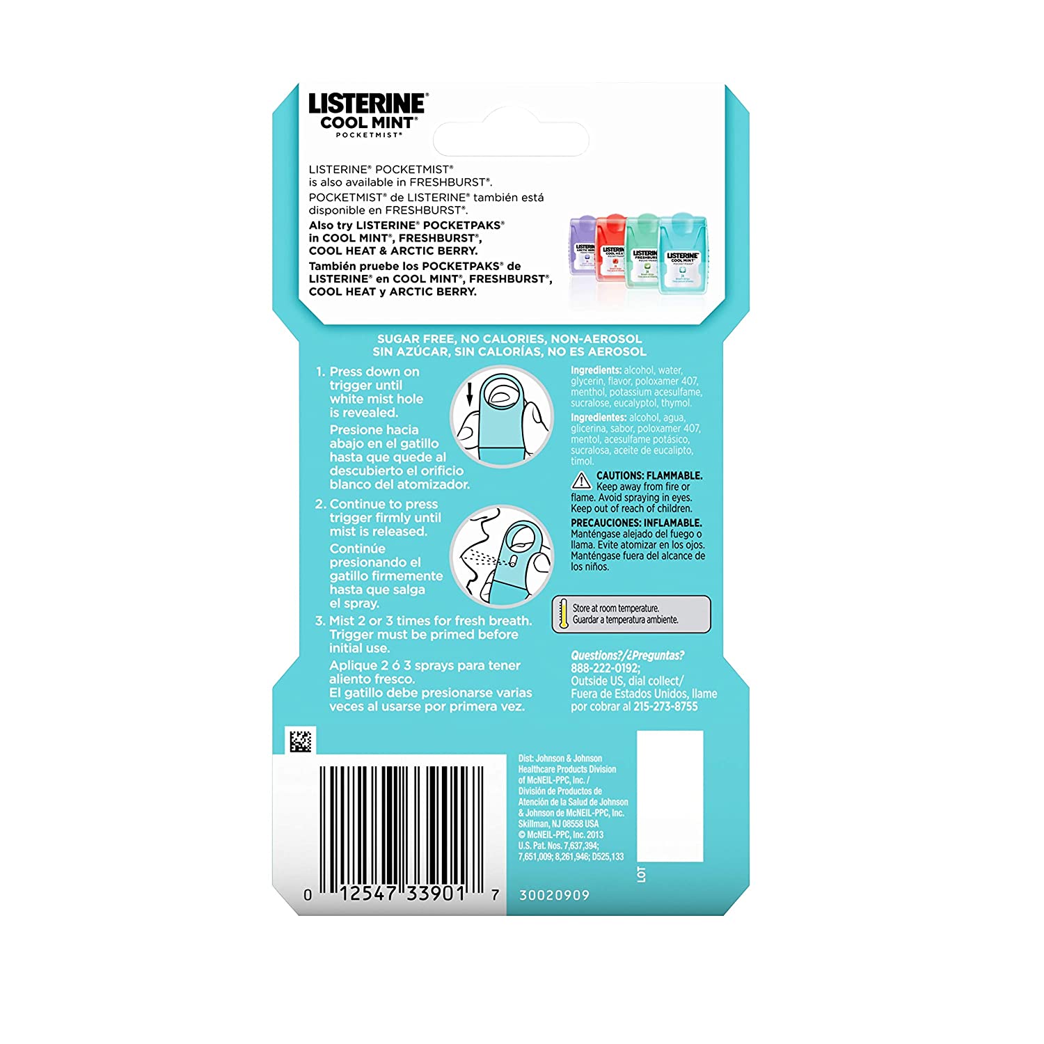 Listerine Cool Mint Pocketmist Oral Care Mist for Fresh Breath Non