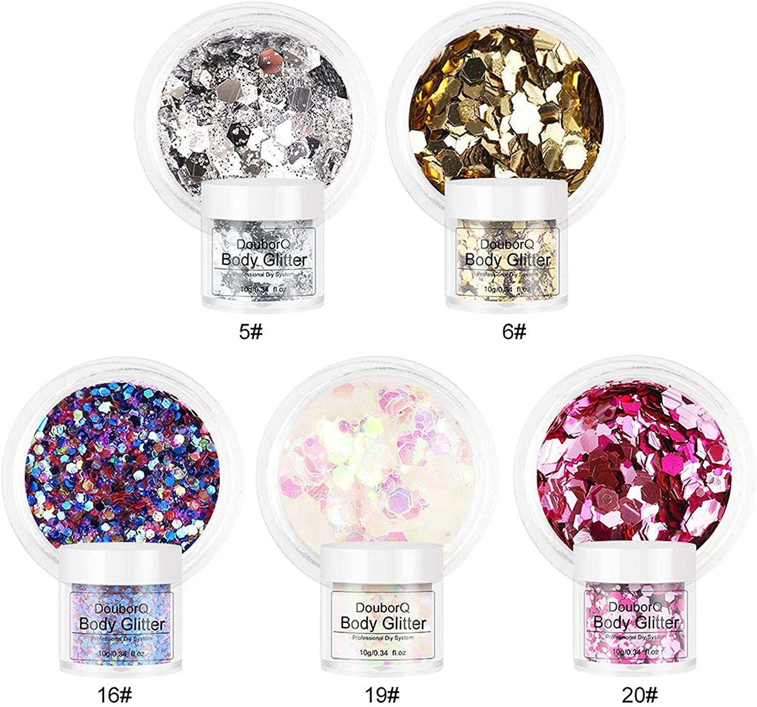 Mona43Henry Body Glitter, Holographic Cosmetic Face Glitter for Body, Eyes and Lips, Body Sequins wi