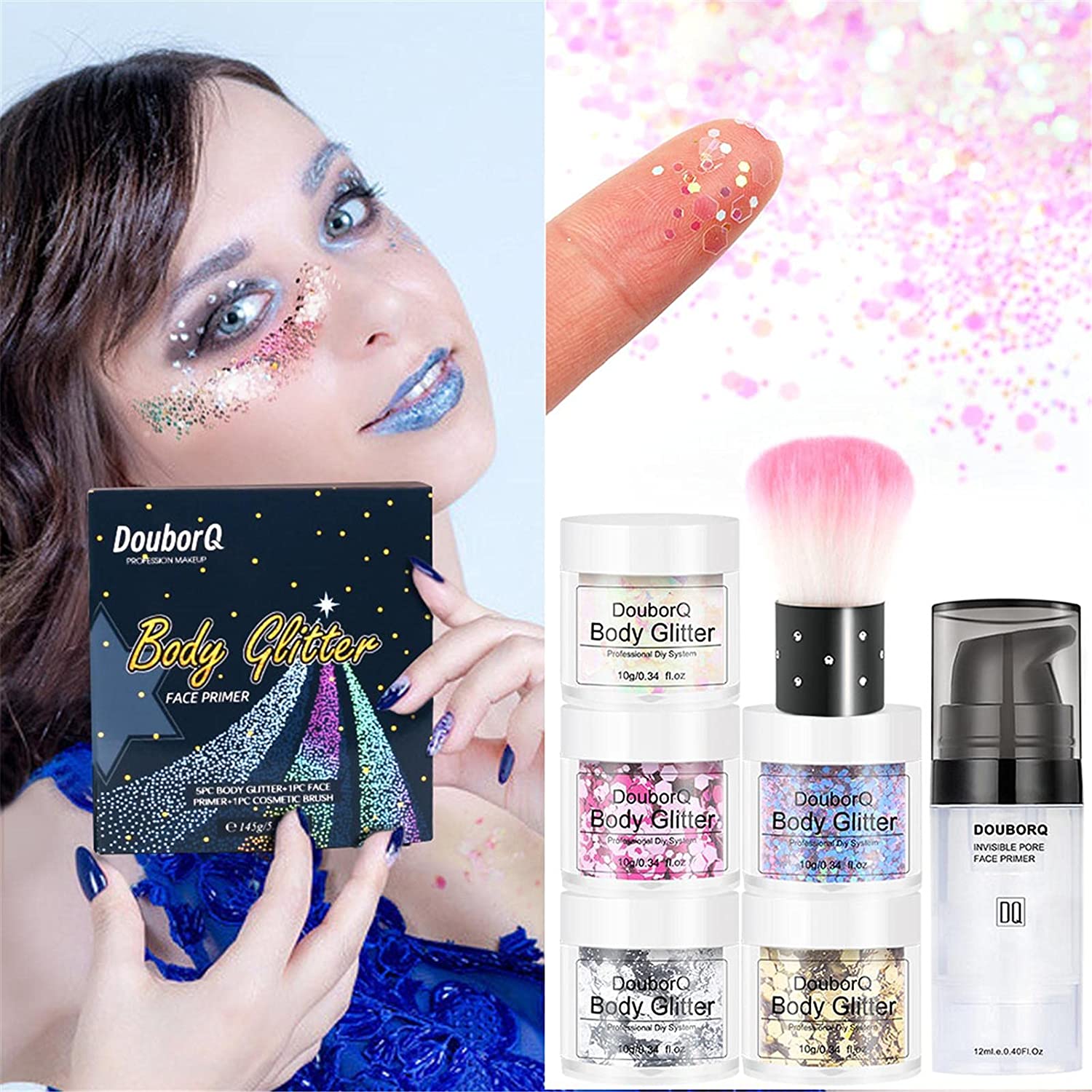 Mona43Henry Body Glitter, Holographic Cosmetic Face Glitter for Body, Eyes and Lips, Body Sequins wi