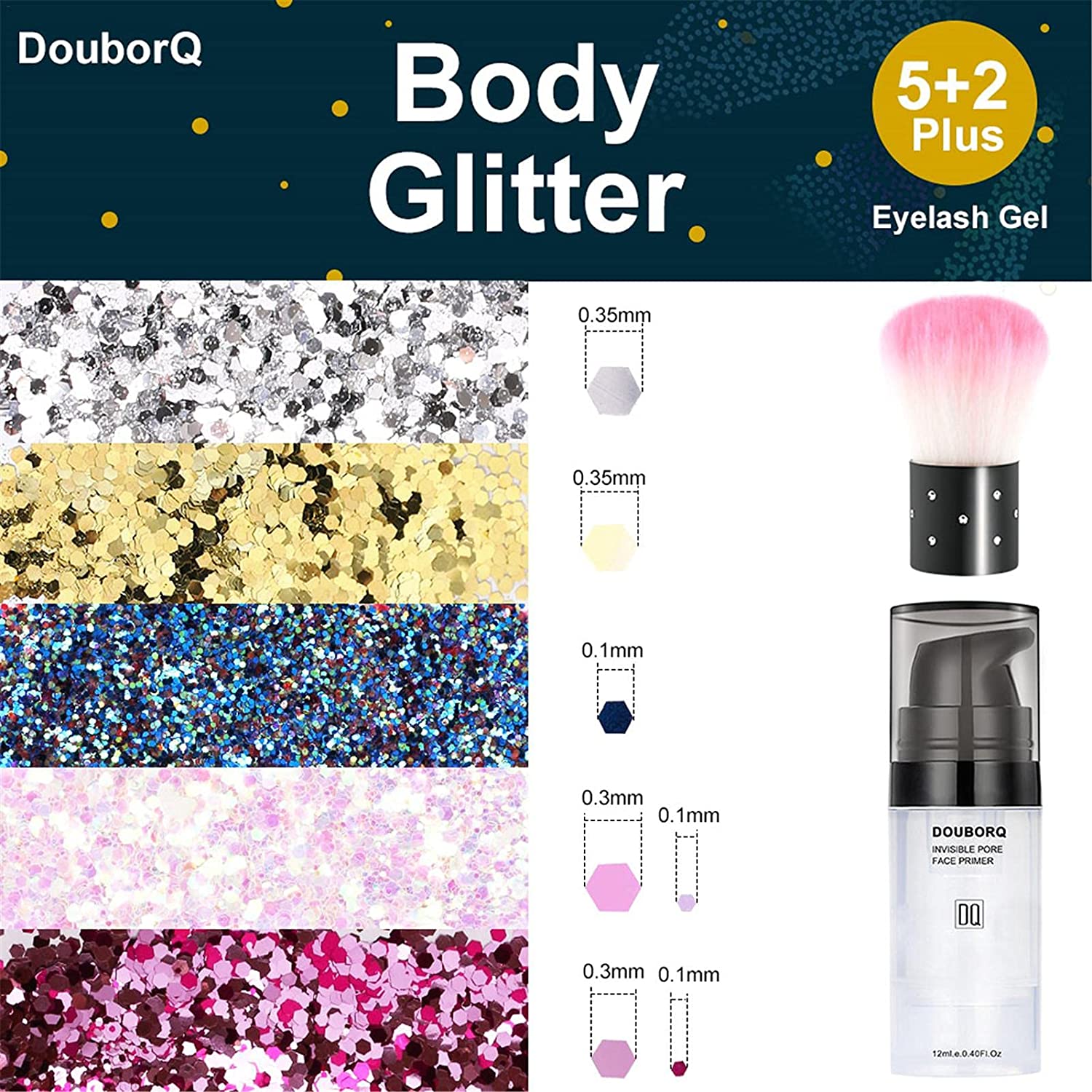 Mona43Henry Body Glitter, Holographic Cosmetic Face Glitter for Body, Eyes and Lips, Body Sequins wi