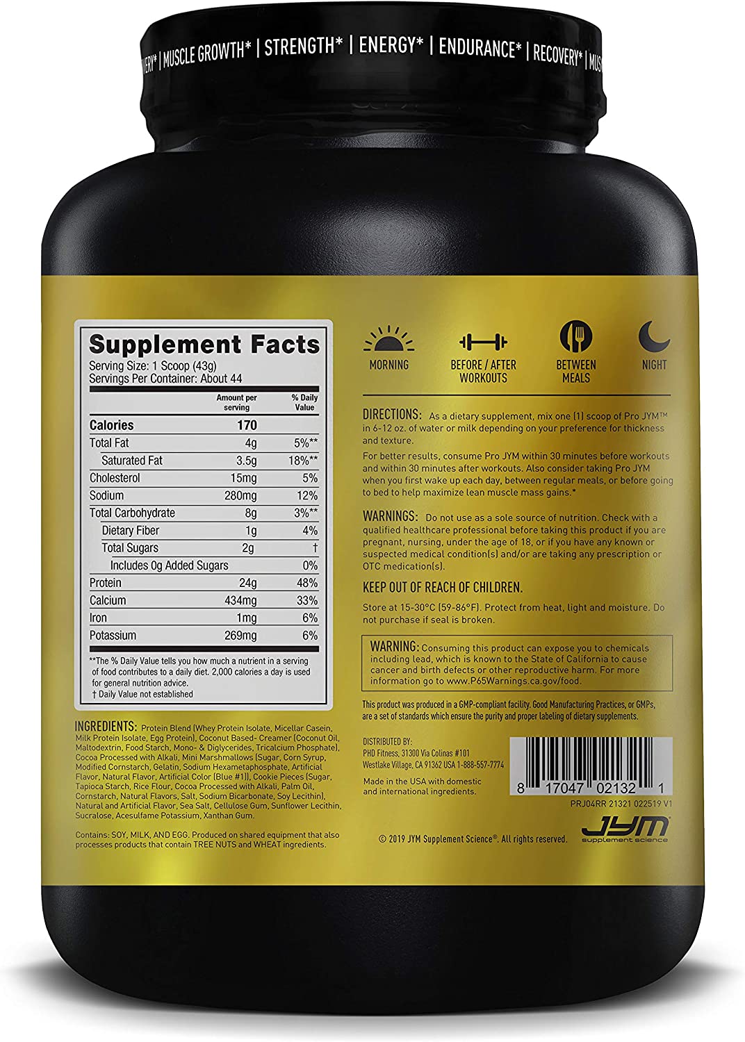 Pro JYM Protein Powder - Egg White, Milk, Whey Protein Isolates & Micellar Casein | JYM Supplement S