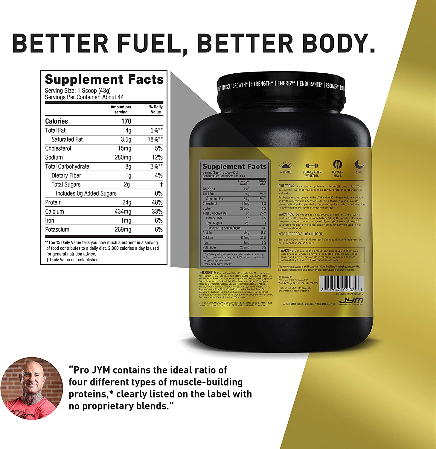 Pro JYM Protein Powder - Egg White, Milk, Whey Protein Isolates & Micellar Casein | JYM Supplement S