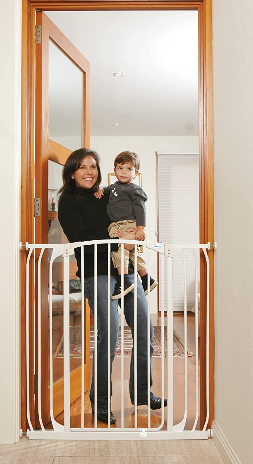 Dreambaby Chelsea Extra-Tall & Wide Auto-Close Security Baby Safety Gate- White - with Extensions -
