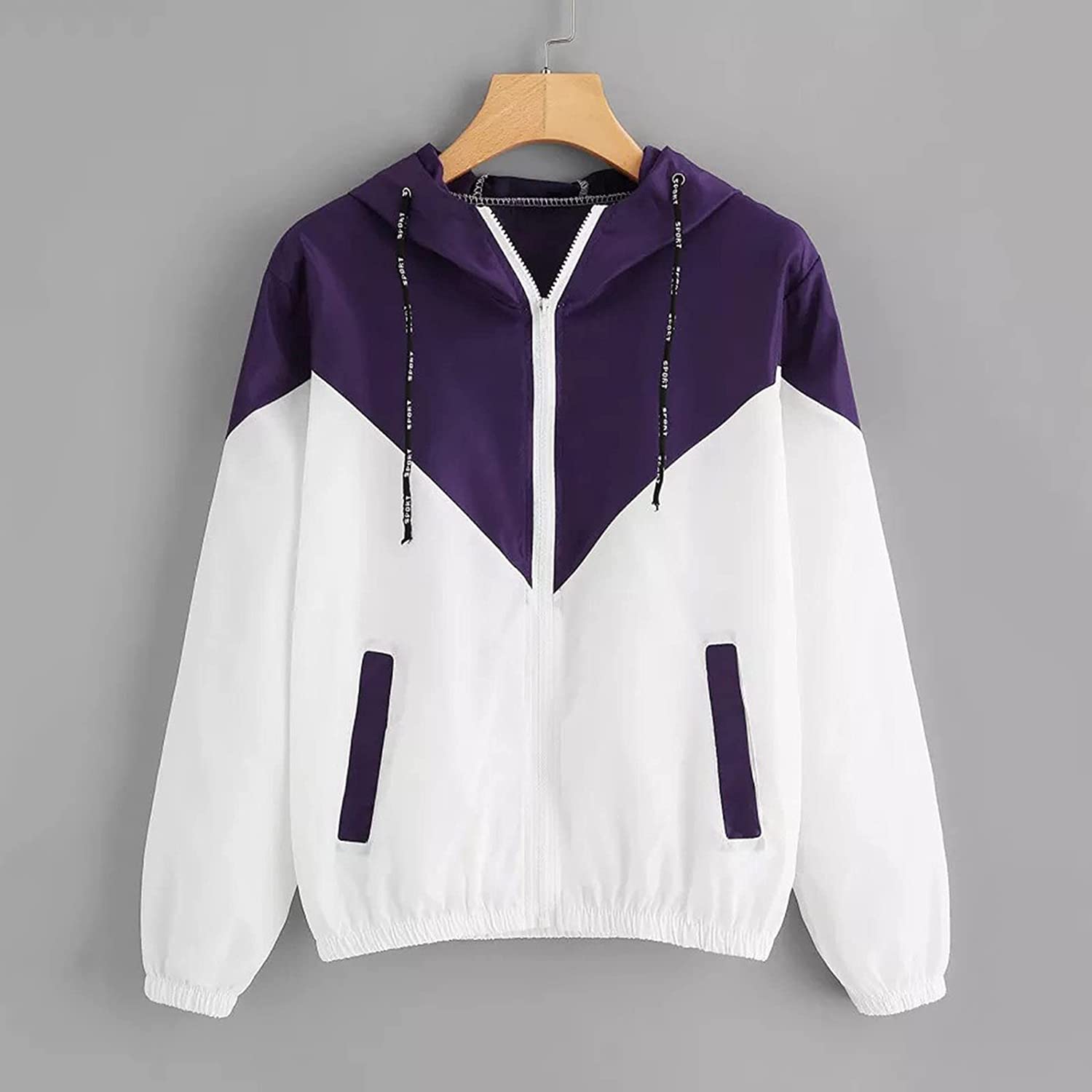 Zip Up Hoodie Women Hoodies For Teen Girls Long Sleeve Patchwork Thin Hoodies Fashion Cute Hoodies &