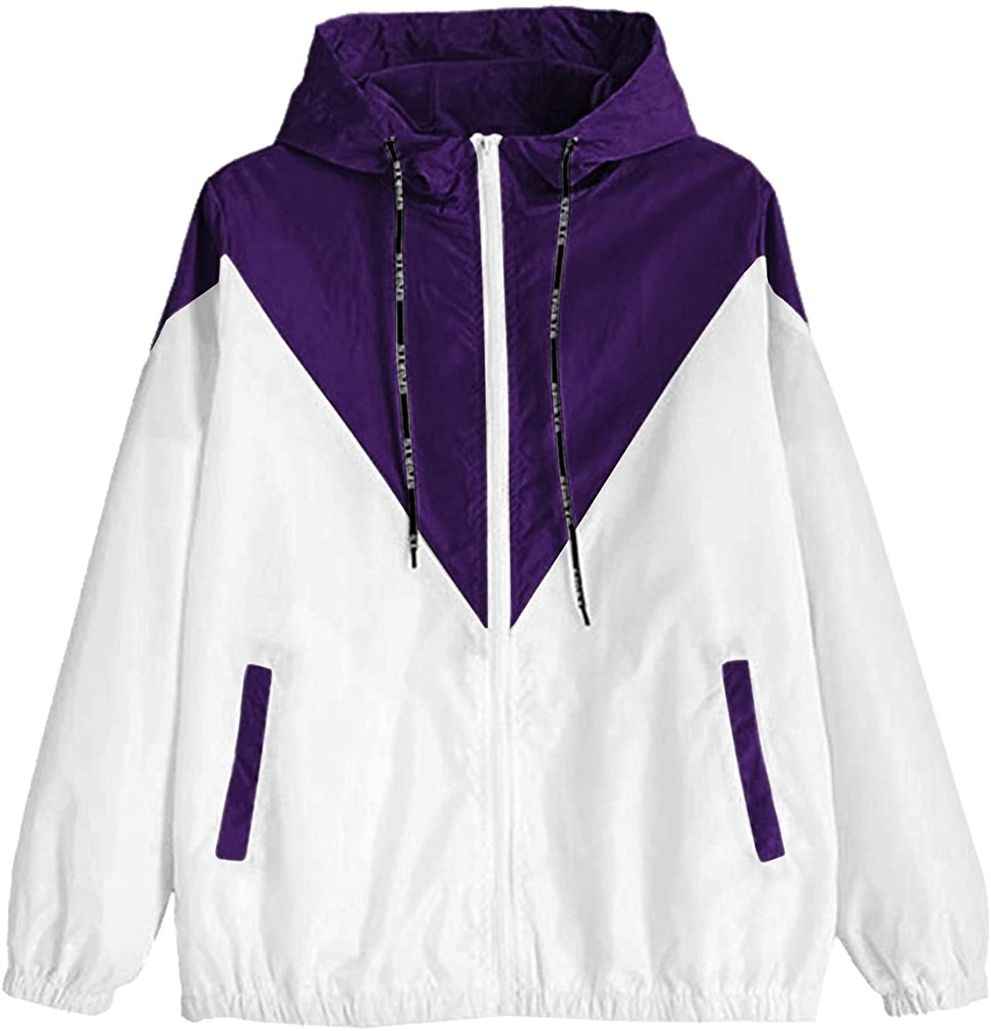Zip Up Hoodie Women Hoodies For Teen Girls Long Sleeve Patchwork Thin Hoodies Fashion Cute Hoodies &