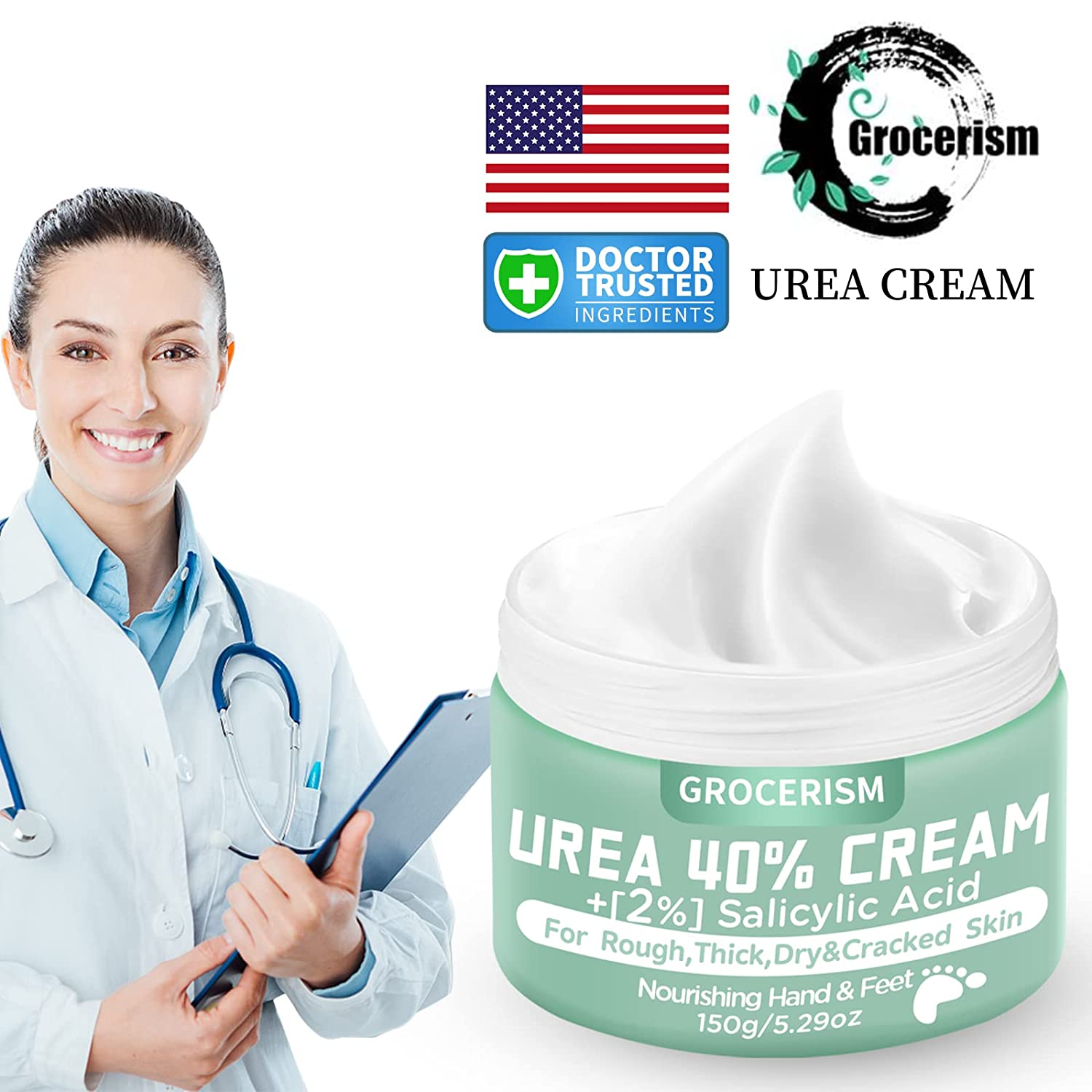 Urea Cream 40 Percent for feet Plus 2% Salicylic Acid 5.29 oz || Callus Remover Foot Cream, Hand Cre