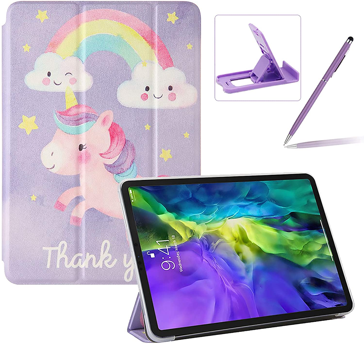 Herzzer Three Fold Leather Case for iPad Pro 11 inch 2018/2020,Slim Multi-Angle View Folio Stand Pre