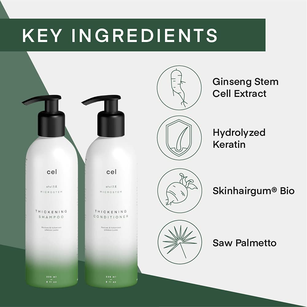 Cel Microstem Natural Hair Thickening Shampoo & Conditioner Set (2 x 8 fl oz) – Stem Cell Anti Thi