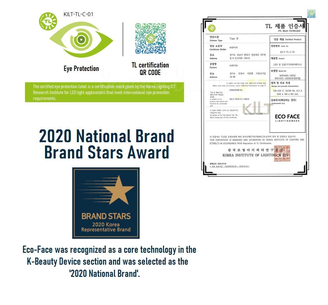 ECO FACE Near-infrared LED Mask for Home Facial LED Therapy with Serum - LED Mask Therapy Photon Mas