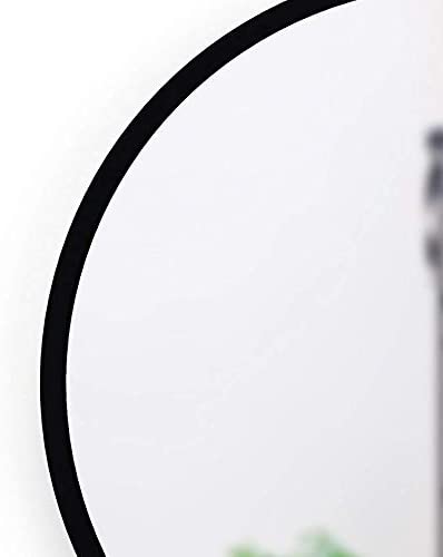 Umbra, Black Hub 30” Round Wall Mirror with Rubber Frame, Modern Decor for Entryways, Bathrooms, L