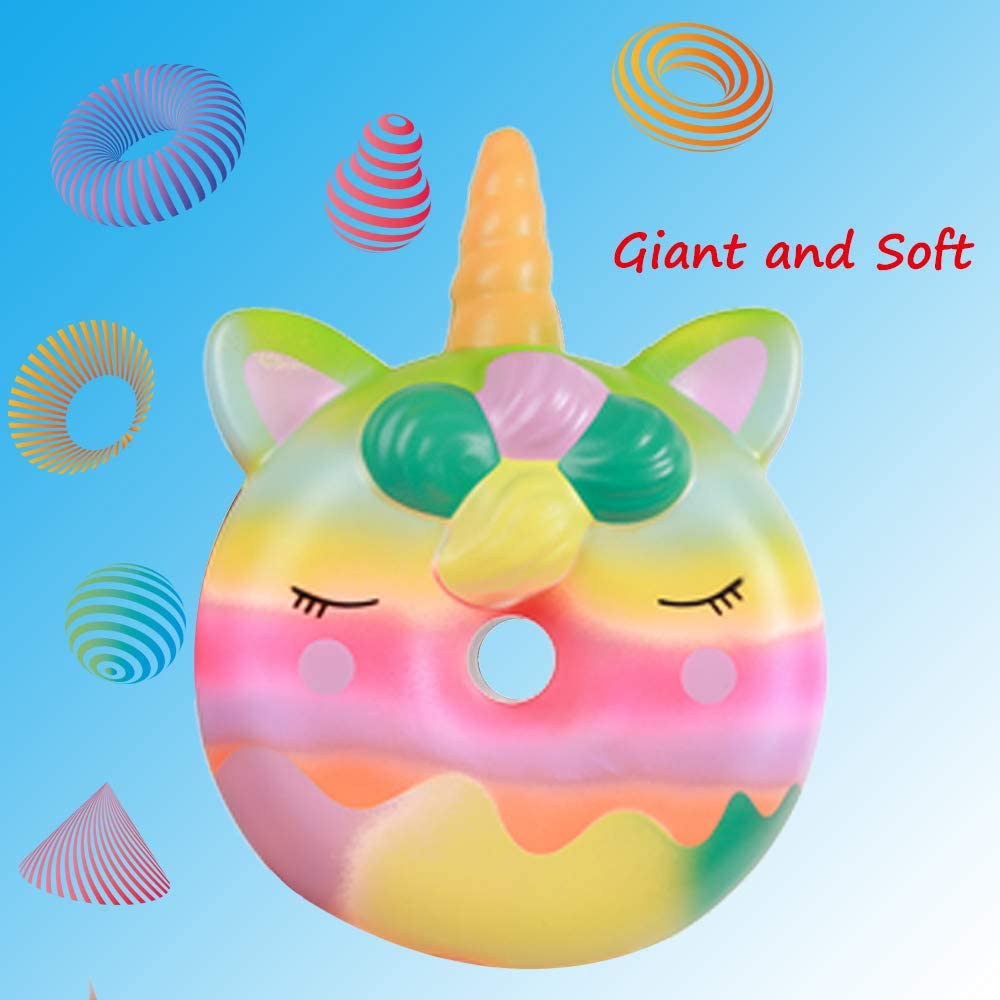 Anboor 13 Inches Squishies Jumbo Unicorn Donut Kawaii Soft Slow Rising Scented Giant Doughnut Squish