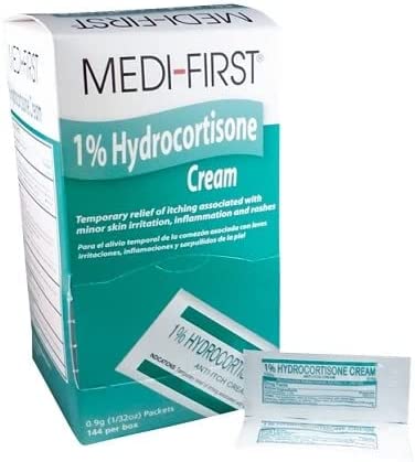 Medi-First MS60730 1 Percent Hydrocortisone Anti-Itch Cream Pack, 0.9 gm Packets (144)