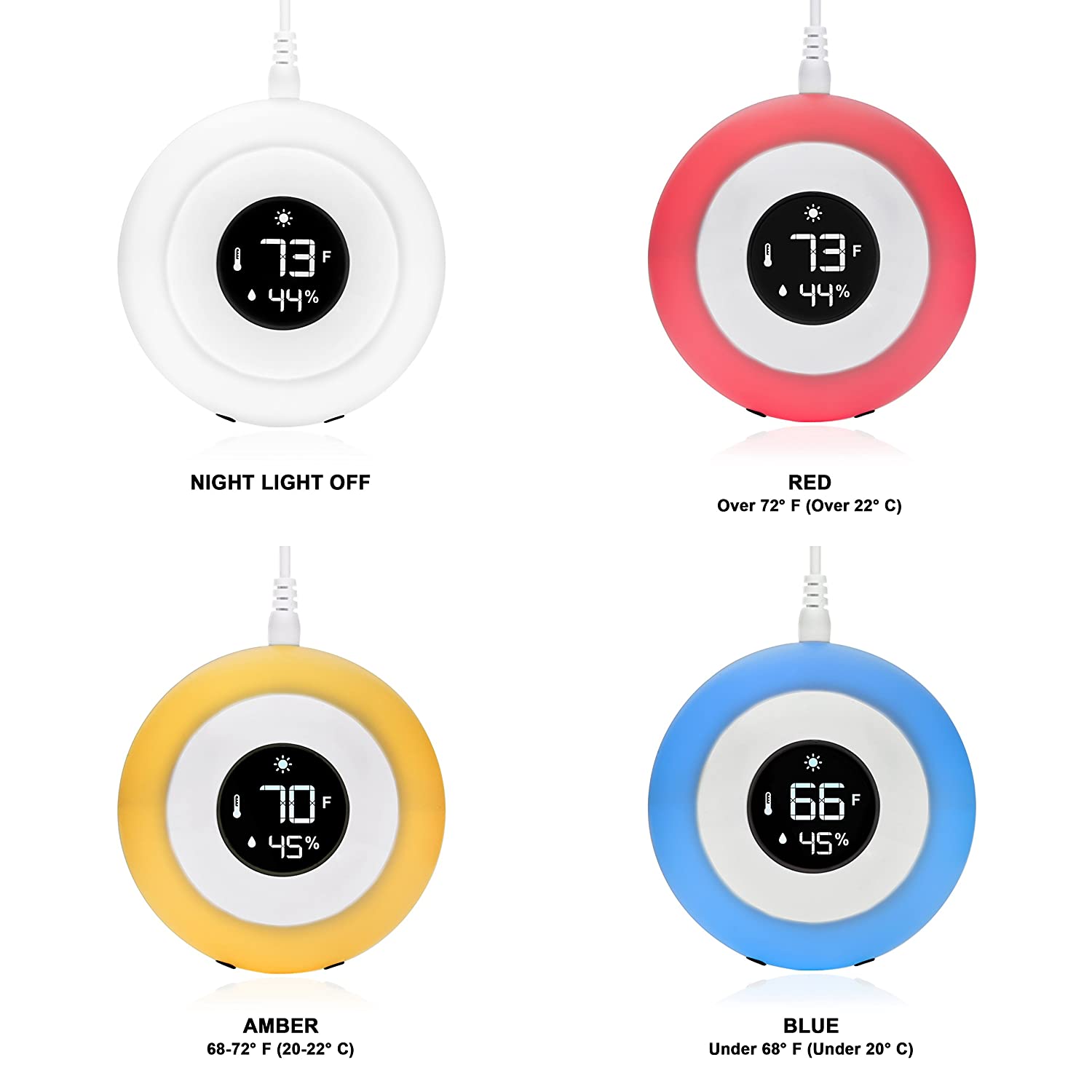 LittleHippo Kelvin Color Changing Nursery Night Light, Customizable Room Thermometer and Hygrometer