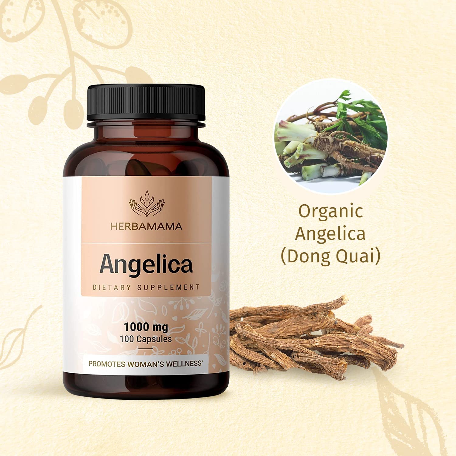 HERBAMAMA Angelica Capsules Digestive Health, Heart & Blood