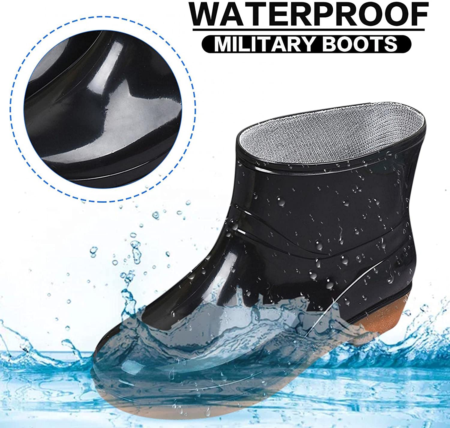 Aunimeifly Short rain Boots for Women and Waterproof Garden Shoes Stylish Light Ankle Rain Shoes and