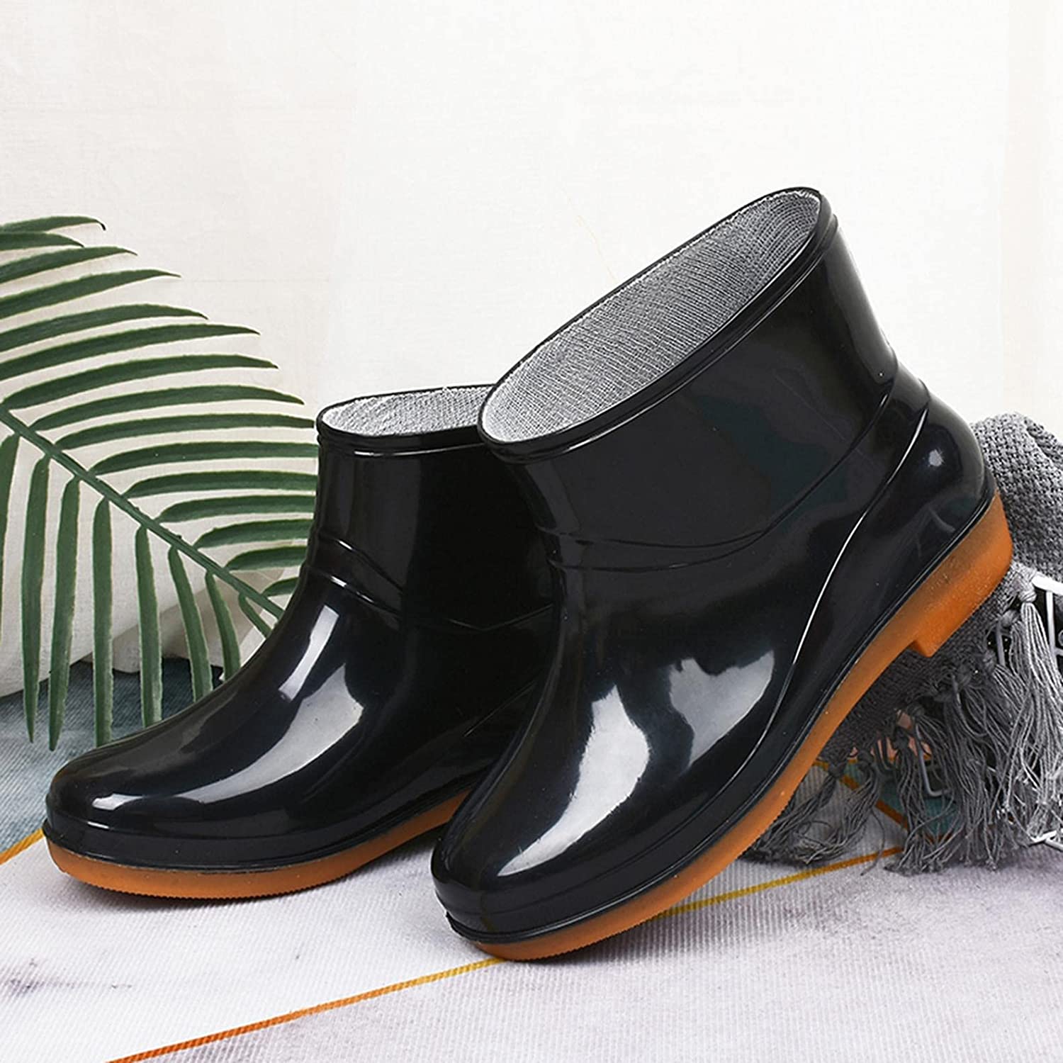 Aunimeifly Short rain Boots for Women and Waterproof Garden Shoes Stylish Light Ankle Rain Shoes and