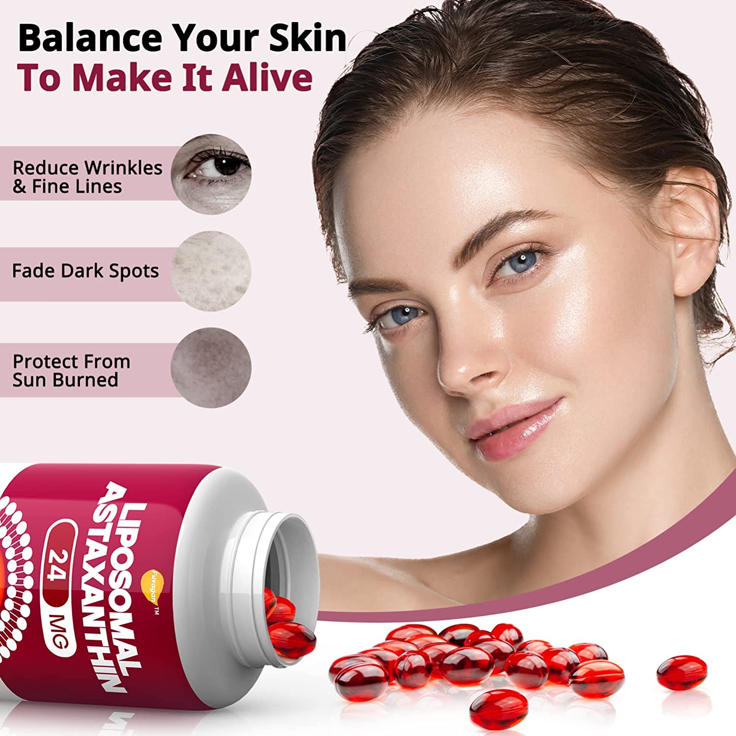 Astaxanthin 24mg, 90 Softgels Premium Astaxanthin Supplements for 1 Month Supply, Pure Haematococcus