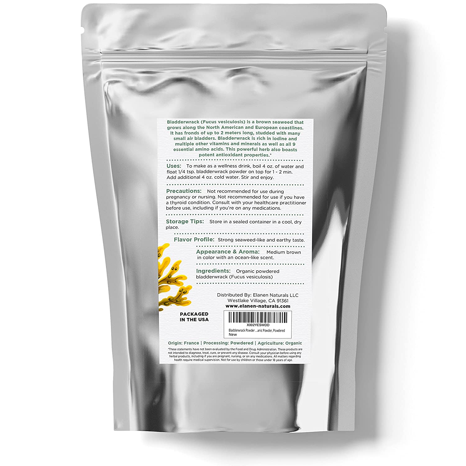 Bladderwrack Powder 1 lb. (16 oz.) Bag, Contains ORGANIC Kelp Bladderwrack, Organic Bladderwrack Org