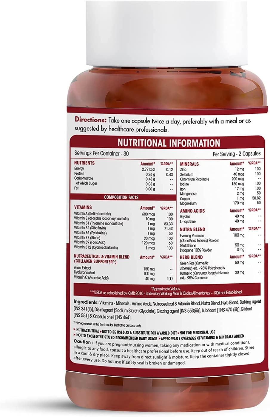 SB Group Neuherbs Hair Skin & Vitamins Supplement with Turmeric, Primrose Oil, Biotin, Glutathione &