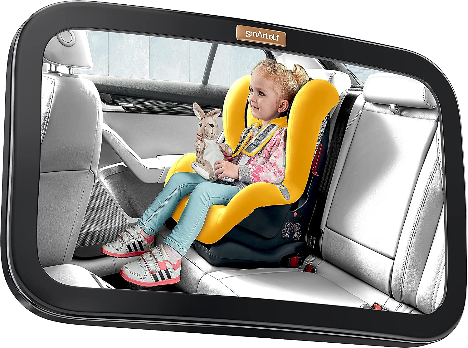 Smart eLf 2 Pack Car Seat Protector + 1 Pack Baby Mirror for Car Backseat Full View