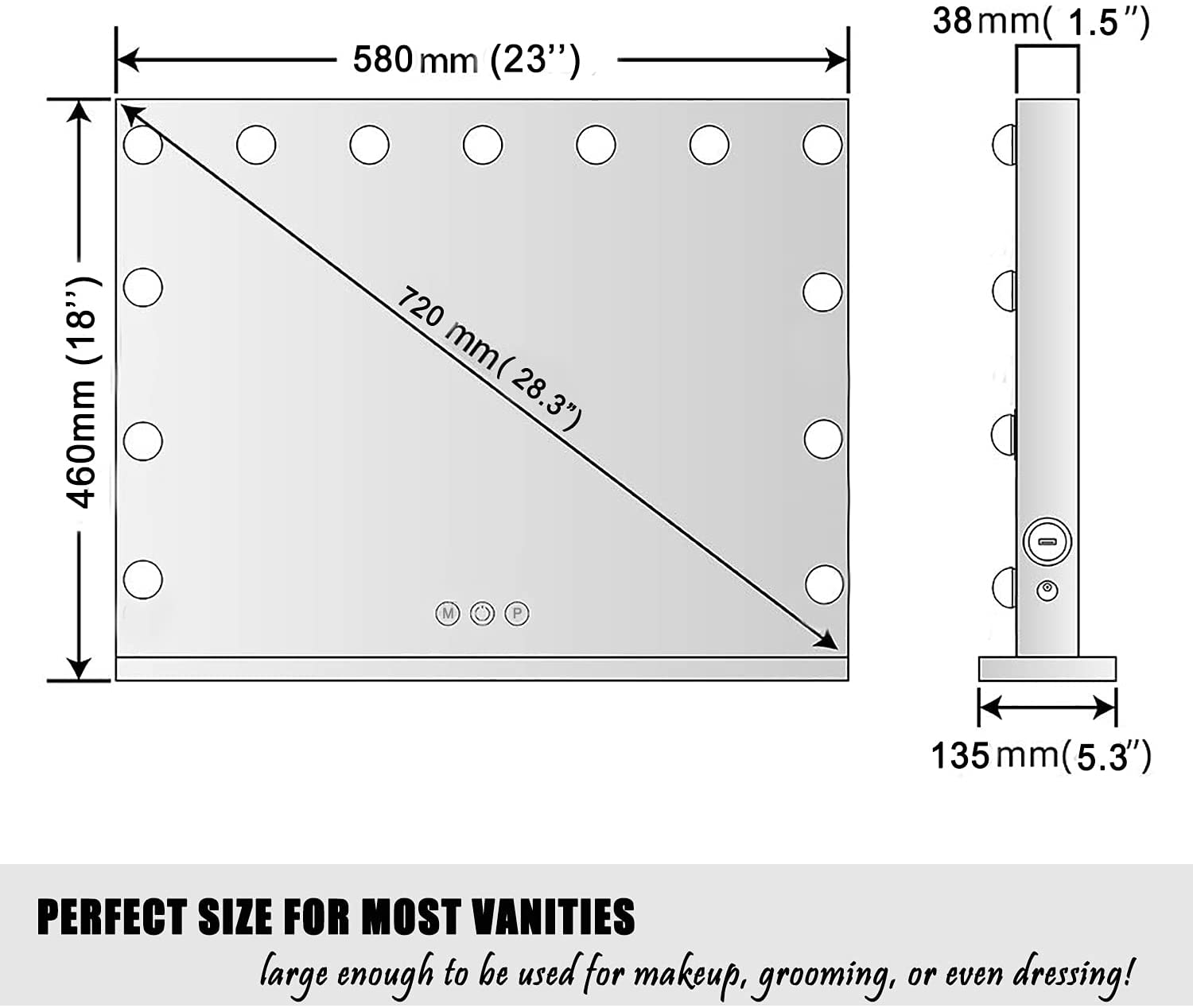 TEVISE Makeup Vanity Mirror with Lights, Touch Control Light-up Beauty Musthaves Smart Cosmetic Tabl