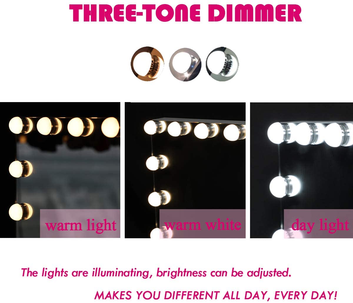 TEVISE Makeup Vanity Mirror with Lights, Touch Control Light-up Beauty Musthaves Smart Cosmetic Tabl