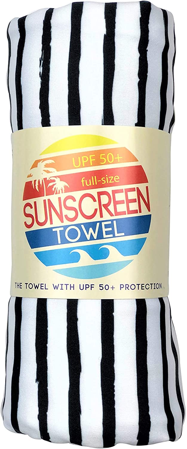 Luv Bug Company UPF 50+ Sunscreen Towel Full Size (Black Stripe)