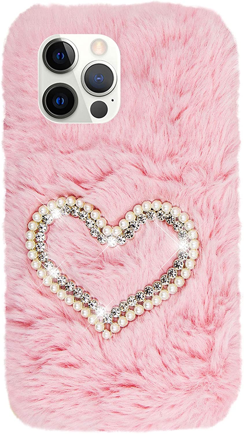 Herzzer Stylish Winter Warm Plush Furry Cover for iPhone SE/iPhone 5/5s,Cute Rabbit Fluffy Hairy Dia