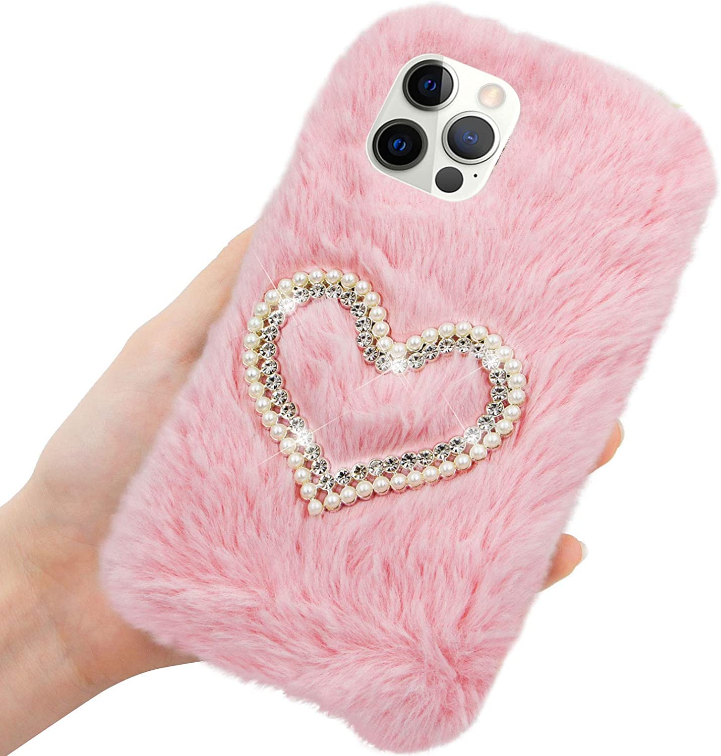 Herzzer Stylish Winter Warm Plush Furry Cover for iPhone SE/iPhone 5/5s,Cute Rabbit Fluffy Hairy Dia