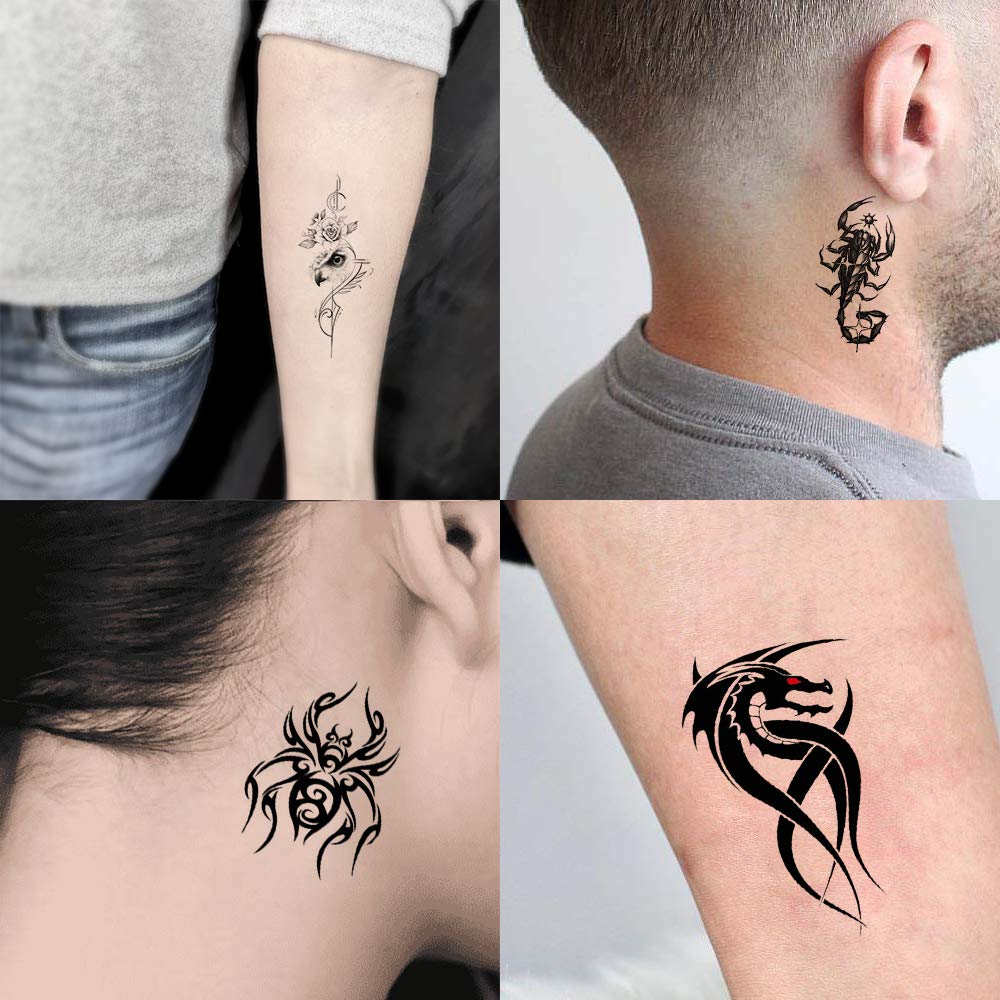 50 Sheets Forearm Half Sleeve Dragon Temporary Tattoos for Men Women Adults Fake Tattoos 3D Large Tr