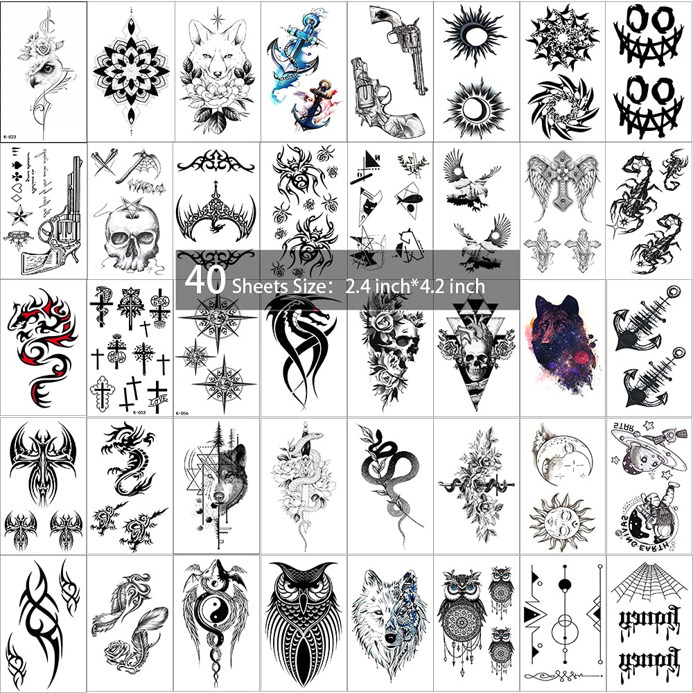 50 Sheets Forearm Half Sleeve Dragon Temporary Tattoos for Men Women Adults Fake Tattoos 3D Large Tr