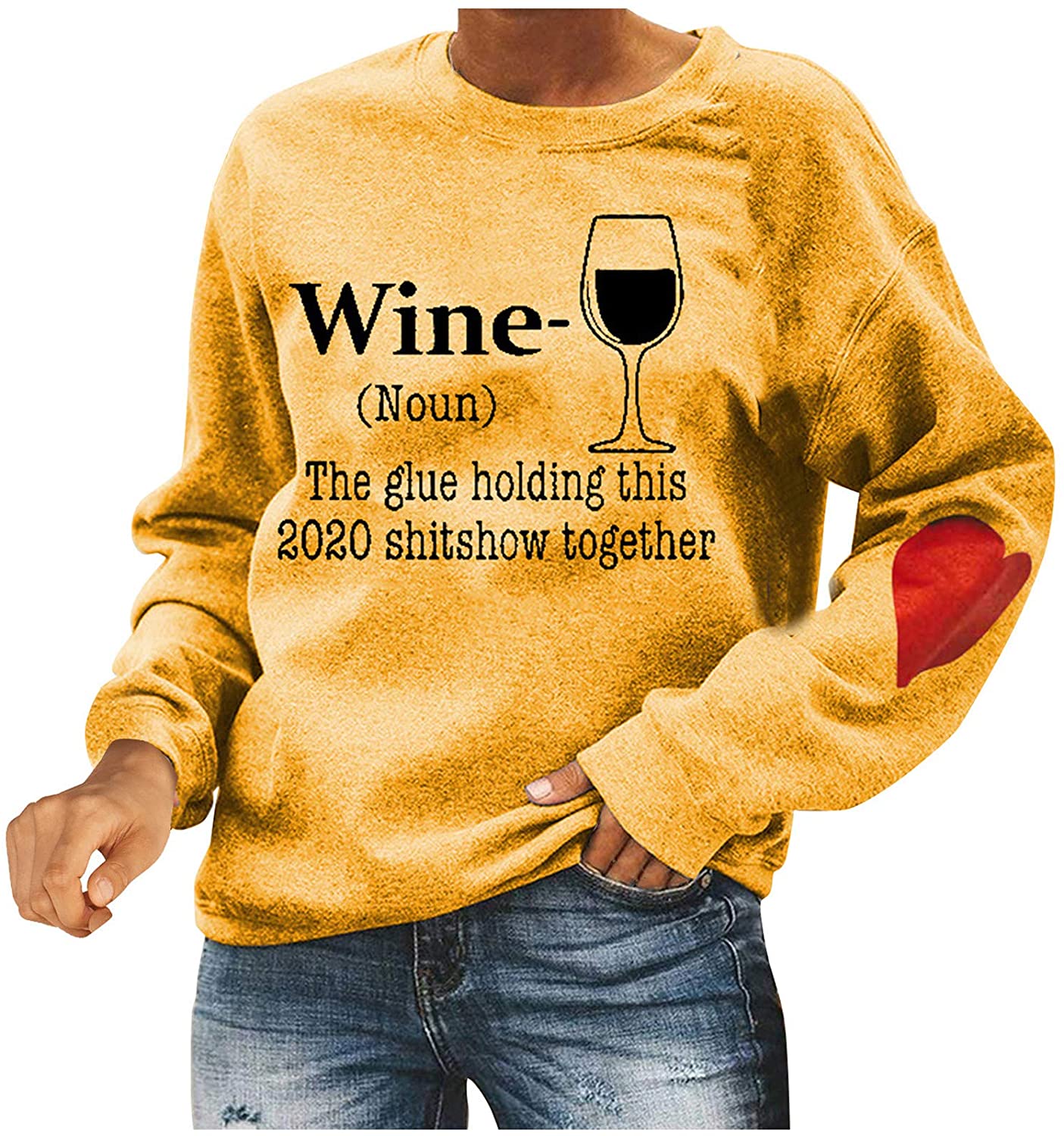 Dosoop Sweatshirts I Love Dr Fauci Tops for Women Pullvoer Long Sleeve Casual Crew Neck Pullover Blo