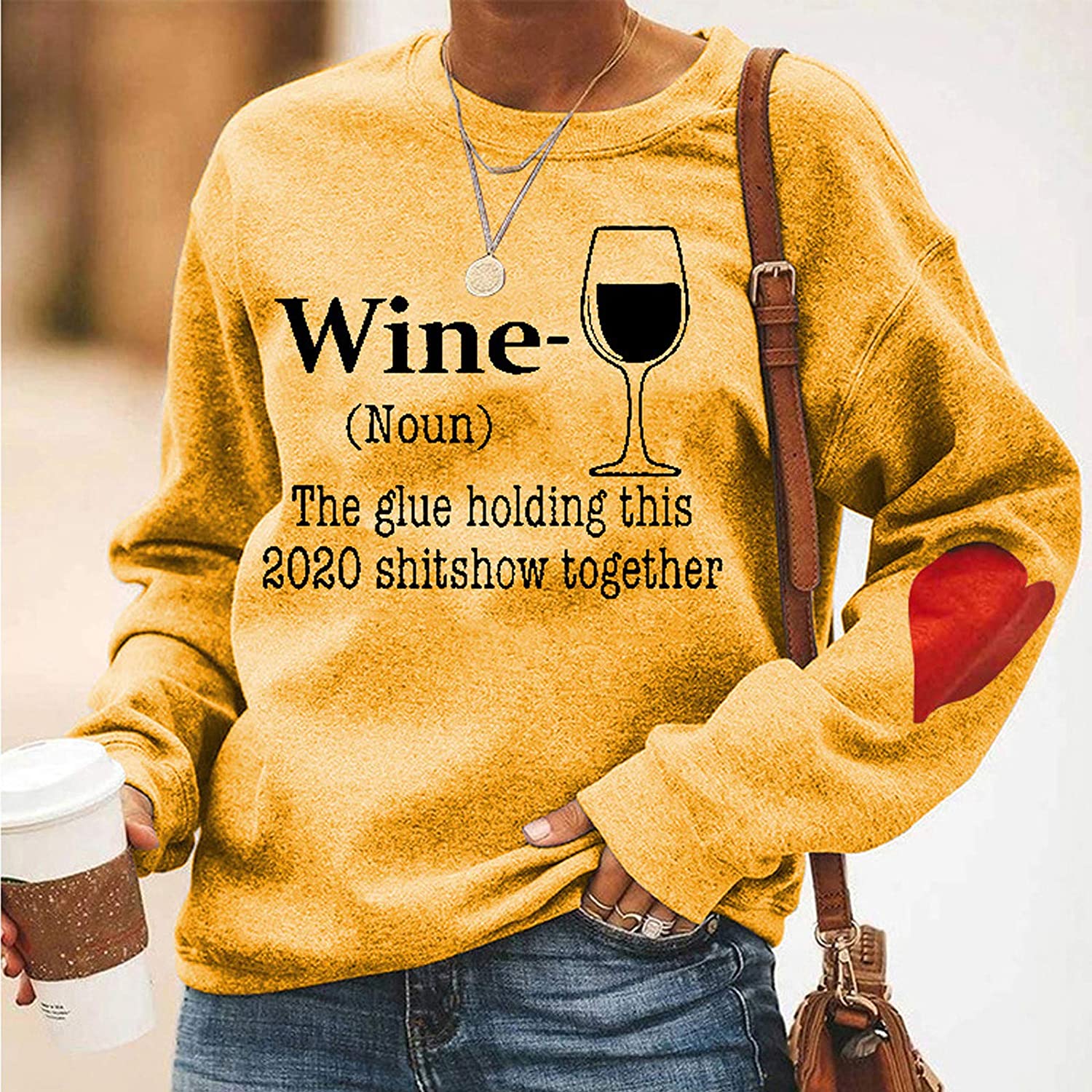 Dosoop Sweatshirts I Love Dr Fauci Tops for Women Pullvoer Long Sleeve Casual Crew Neck Pullover Blo