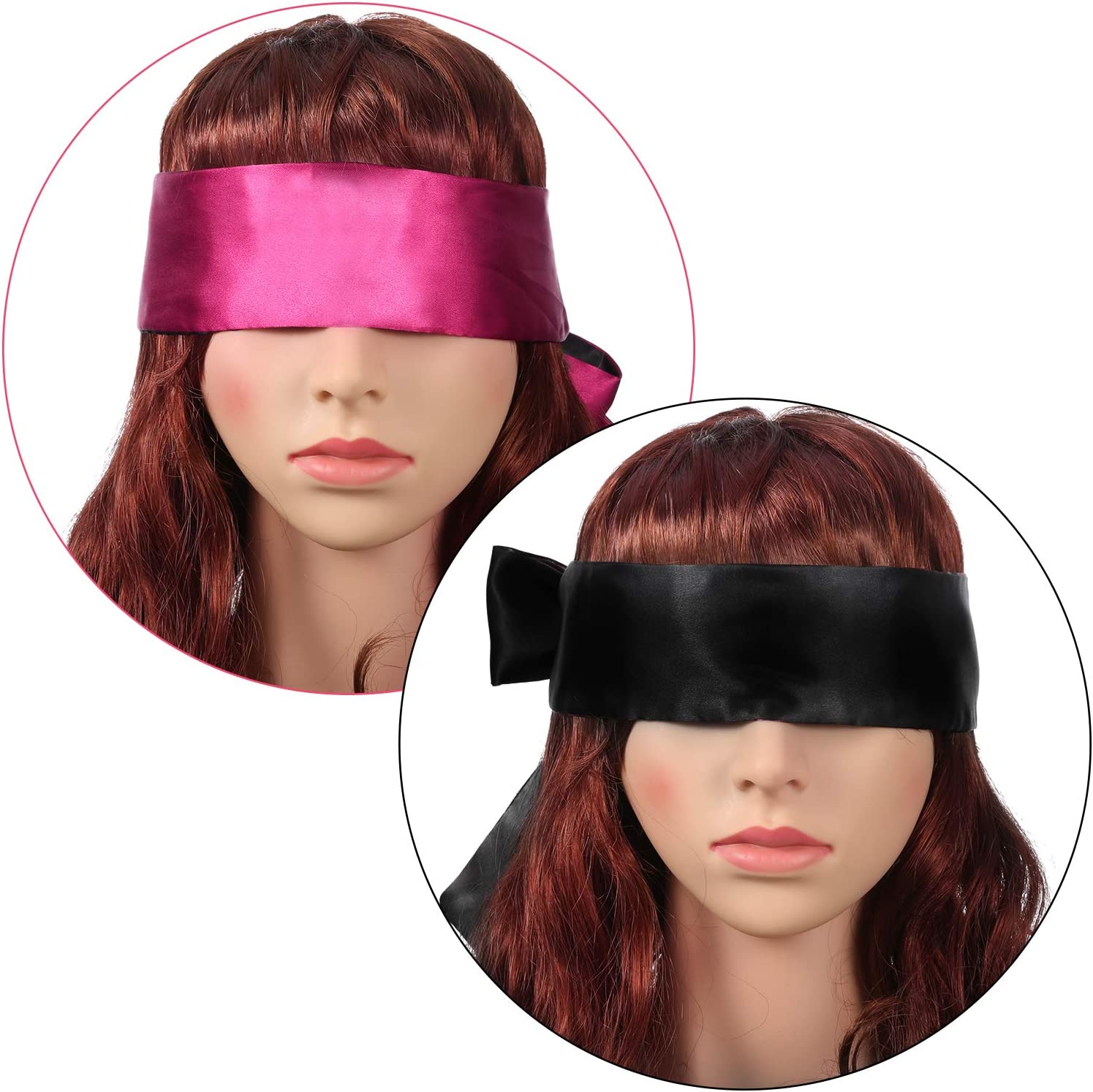 4 Pack Satin Eye Mask Blindfold 150 cm (Black Red and Black)