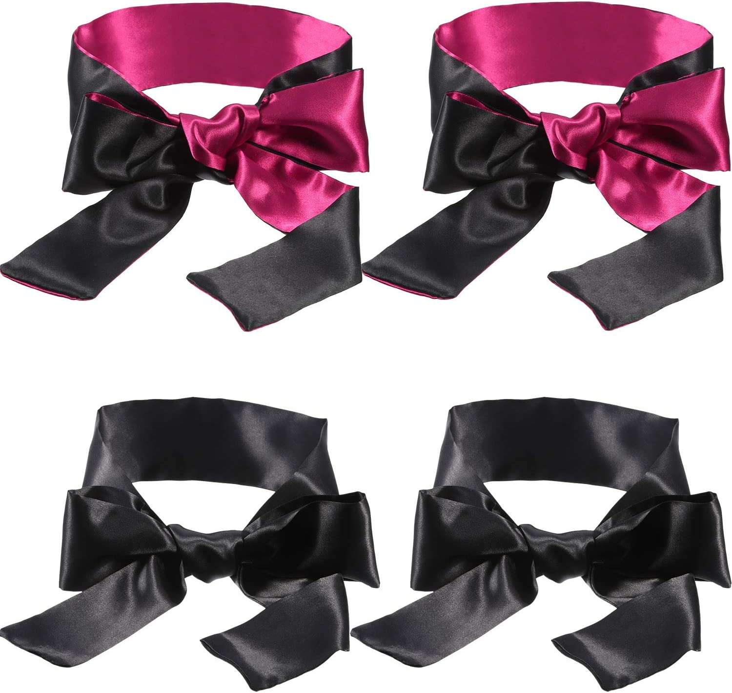 4 Pack Satin Eye Mask Blindfold 150 cm (Black Red and Black)