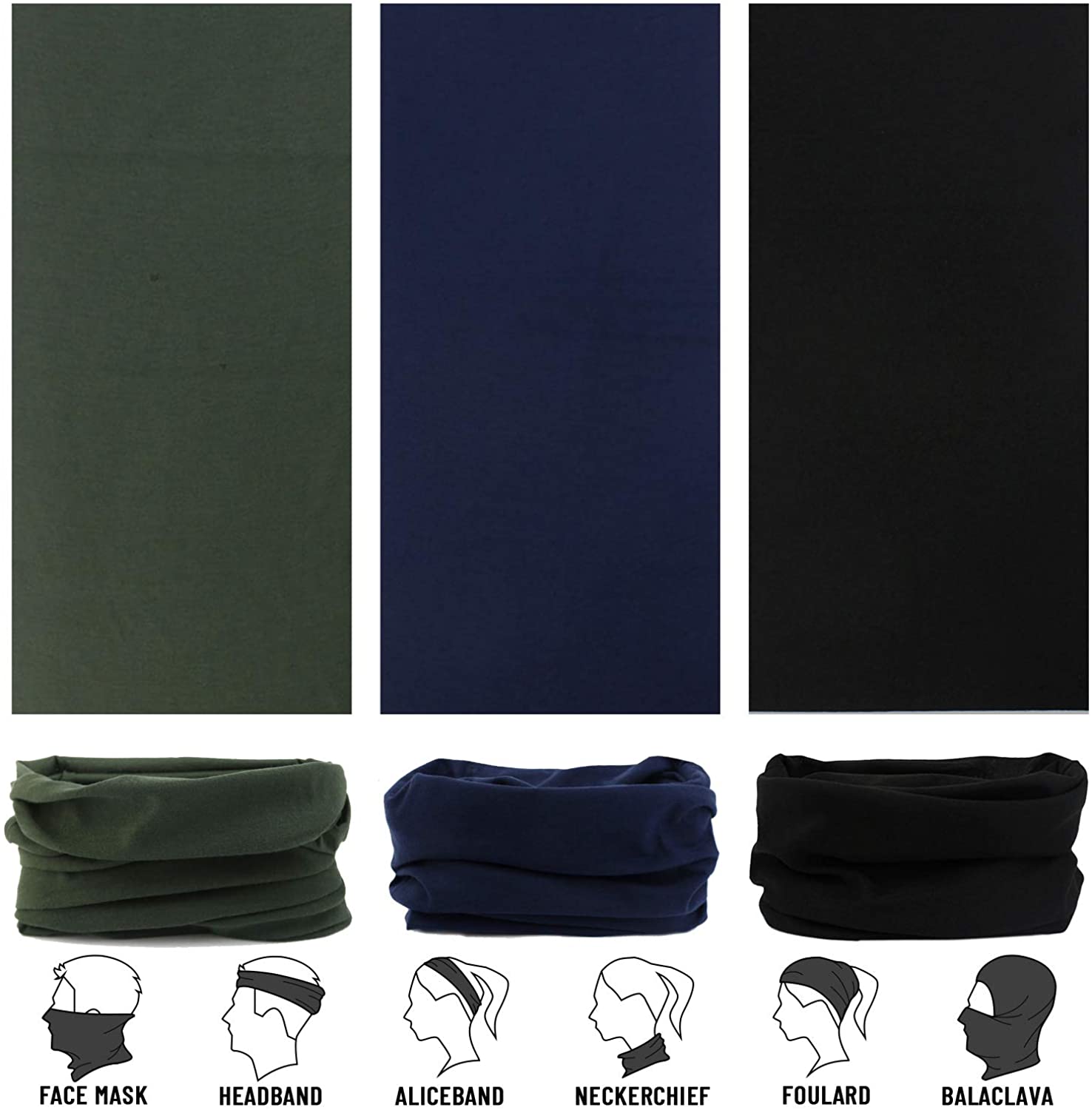 Neck Gaiter, Magic Headband Sport Headwear Elastic Face Mask Bandana Scarf UV Resistence Balaclava, 