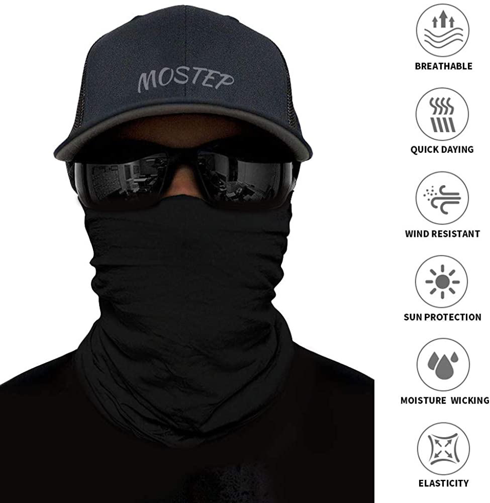 Neck Gaiter, Magic Headband Sport Headwear Elastic Face Mask Bandana Scarf UV Resistence Balaclava, 
