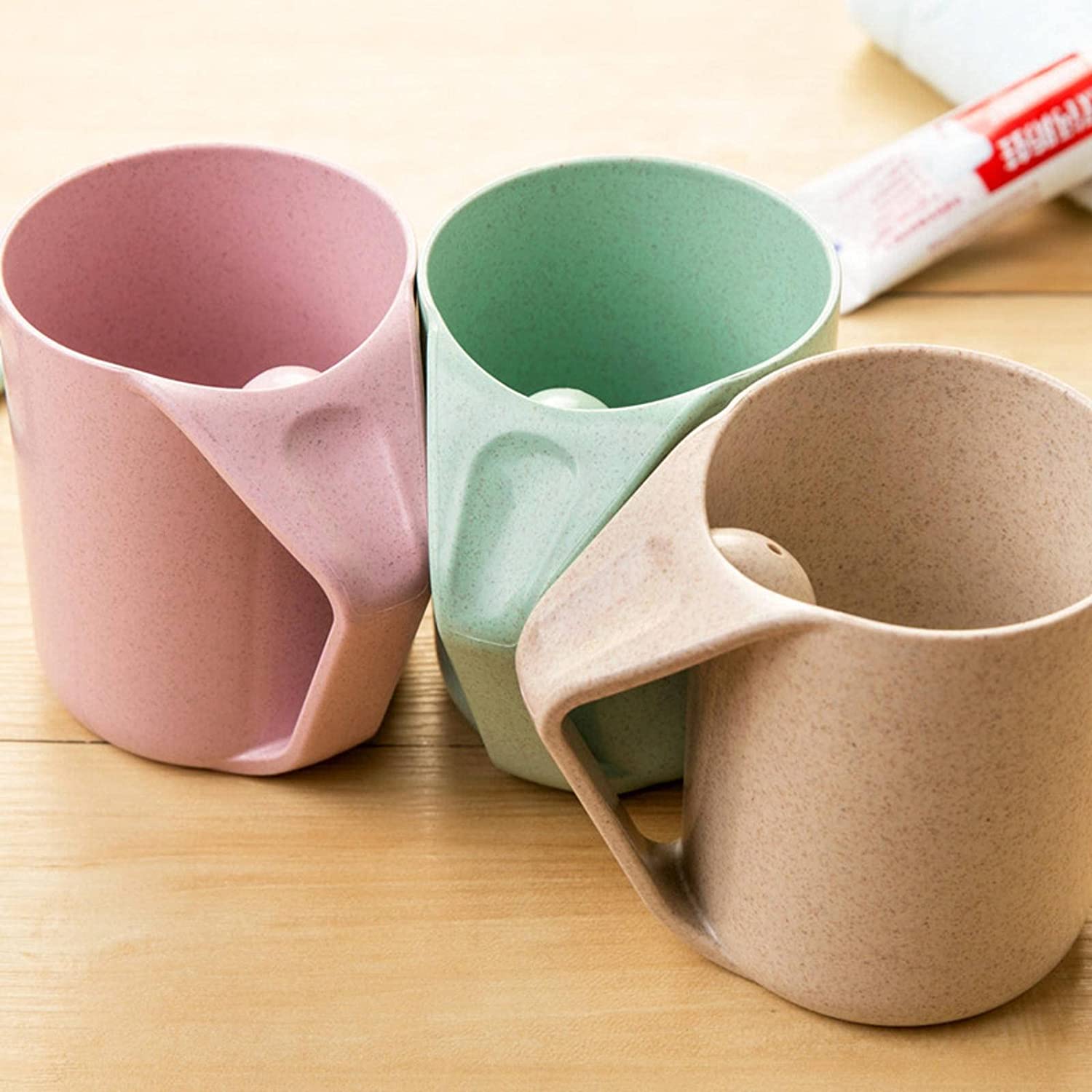 AOOF Wheat Straw Mouthwash Cup, Environmentally Friendly, Bathroom Tooth-Brushing Cup,Random Color