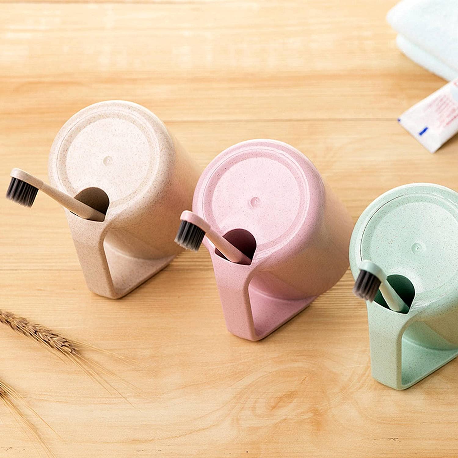 AOOF Wheat Straw Mouthwash Cup, Environmentally Friendly, Bathroom Tooth-Brushing Cup,Random Color